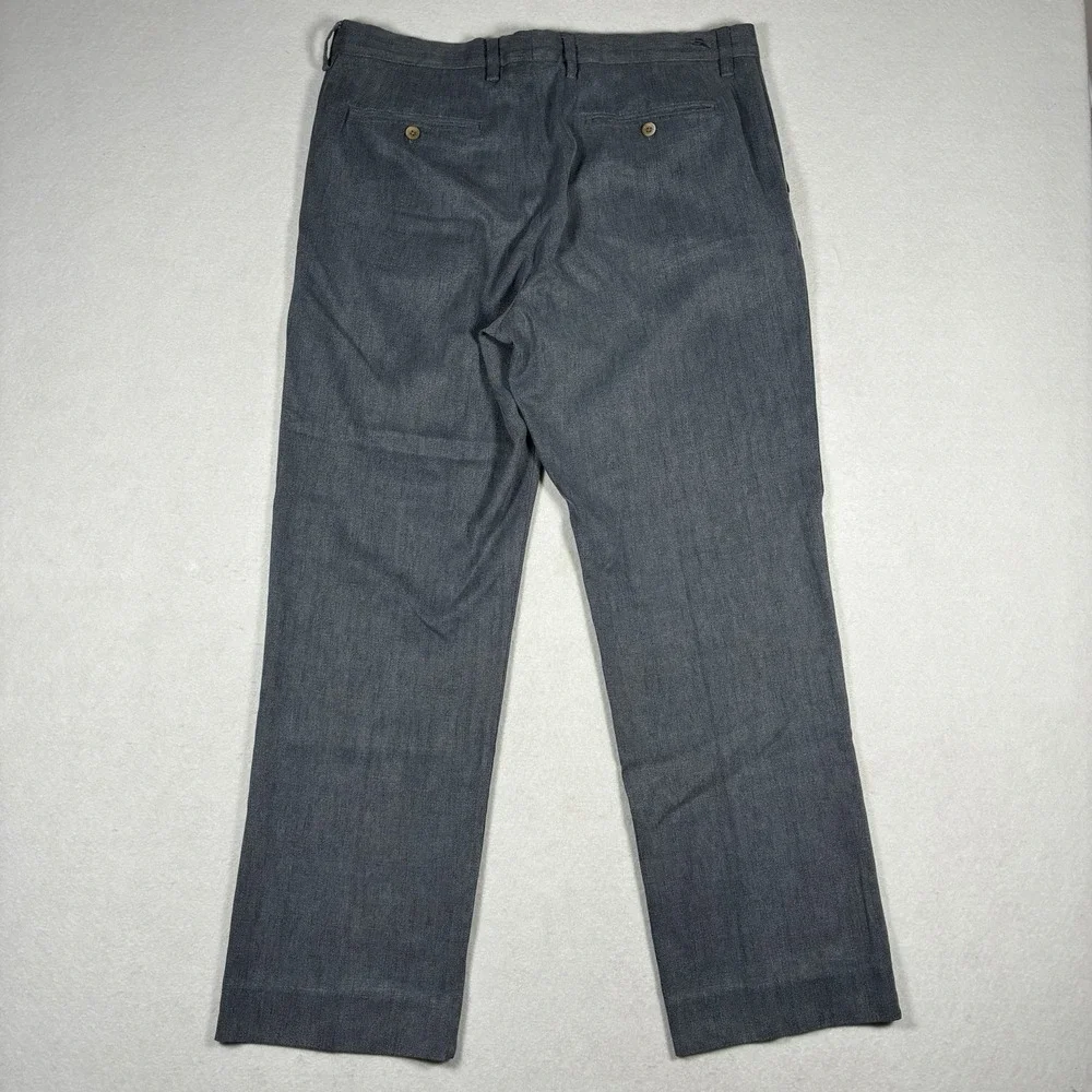 Tommy Bahama Men's 36 X 30 Gray Straight Leg Silk Cotton Pleated Chino Pants